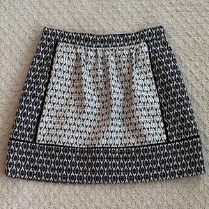 J. Crew Black/White Geometric Paneled A-line Skirt Size 2 Office Casual Preppy